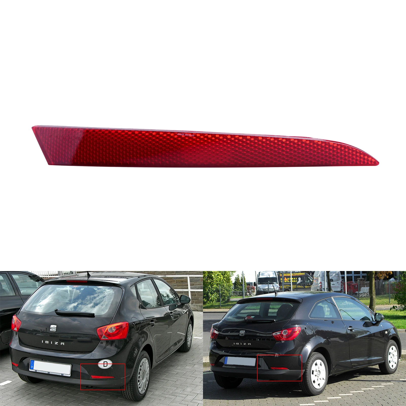 Для SEAT Ibiza 6J MK V 08-12 отражатель заднего бампера красная линза 4945106