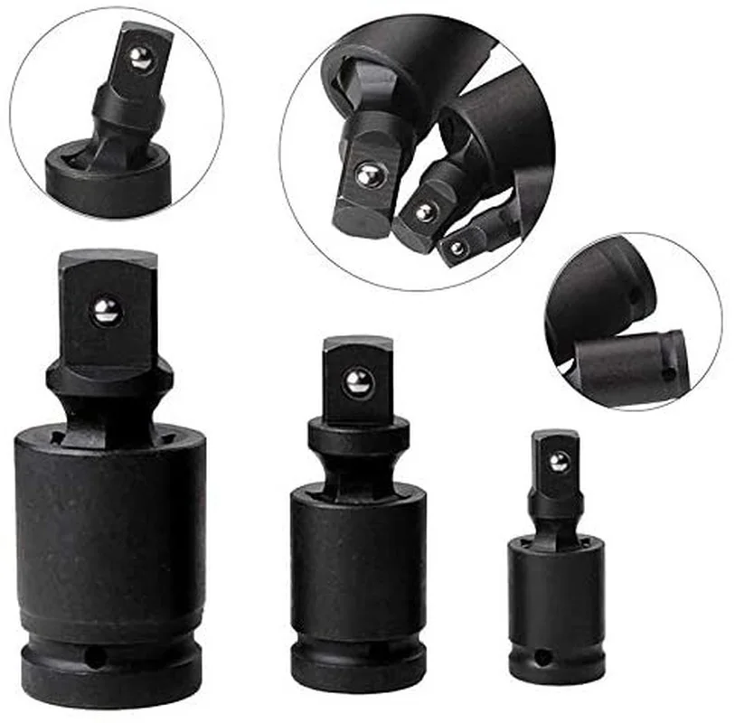 

Drive Rotate 360° Universal Joint Swivel Adapter Air Impact Wobble Socket Piece Impact Adapter and Reducer Set Hand Tool 3/8 1/4