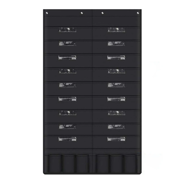 

20 Pocket Door Hanging File Organizer With Name Tag,Black Wall Storage Pocket Charts With 4 Hangers