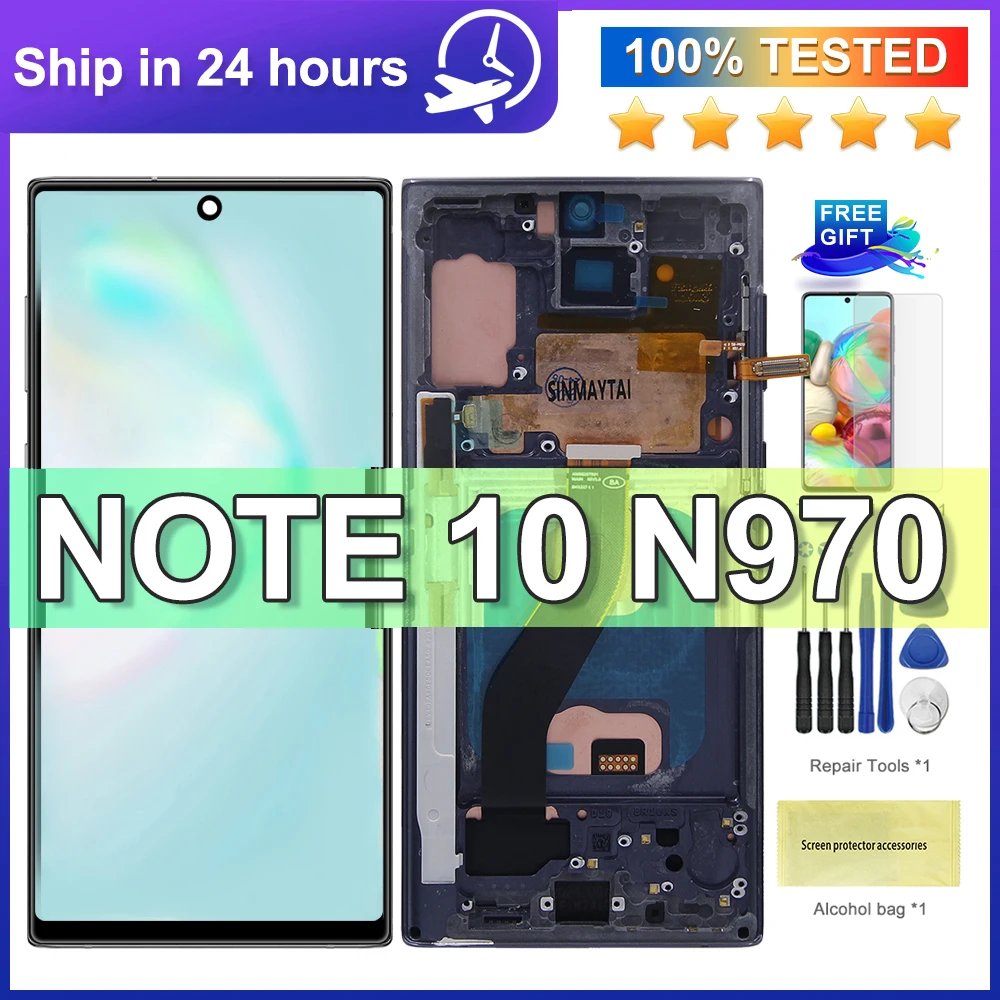 Протестировано для Samsung Note 10 ЖК-дисплей с цифровым преобразователем сенсорного