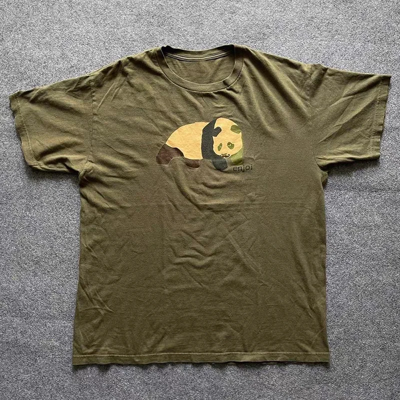 

2023 Travis Scott Cactus Jack Tee Collaborating Panda Print Men's and Women's Summer Short Sleeve T-shirt
