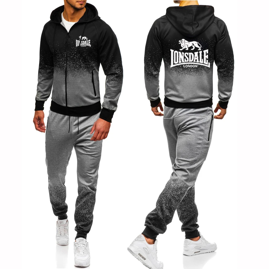 Куртка Lonsdale Мужская демисезонная на молнии с принтом худи градиентного цвета