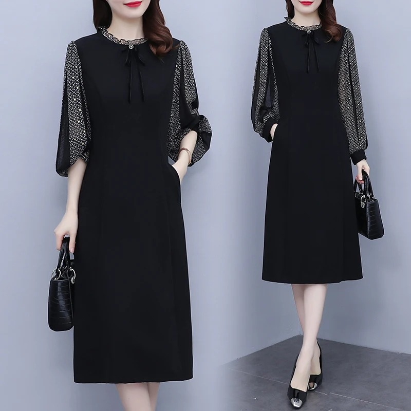 EHQAXIN осеннее новое женское платье модное 2024 повседневное сетчатое свободное