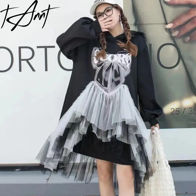 

Платье женское ассиметричное с капюшоном, на осень и зиму, 2023