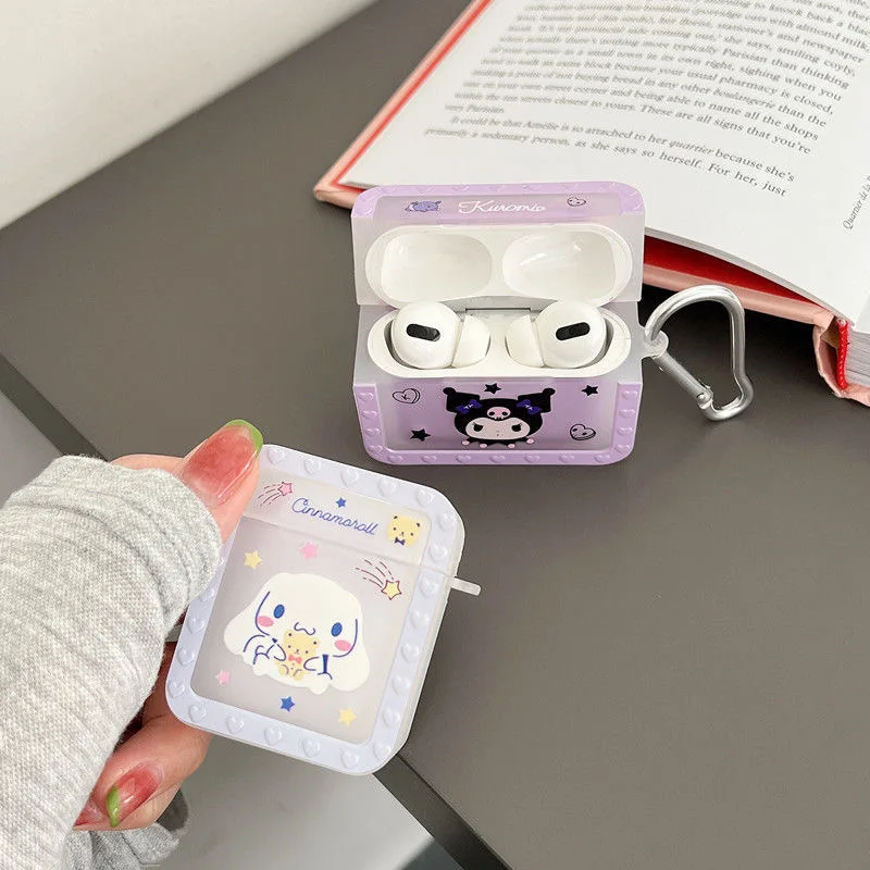 

Kawaii Hello Kitty Kuromi Bluetooth Earphone Hard Case Anime My Melody Cinnamoroll Cartoon Airpods 1 2 3 Pro Headphone Cover Toy