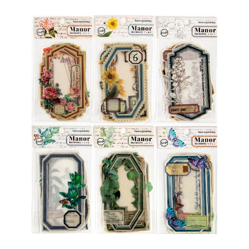 

20Packs Wholesale Frame stickers vintage Rose Declaration border decorative Butterfly bush material Paper Scrapbooking hand