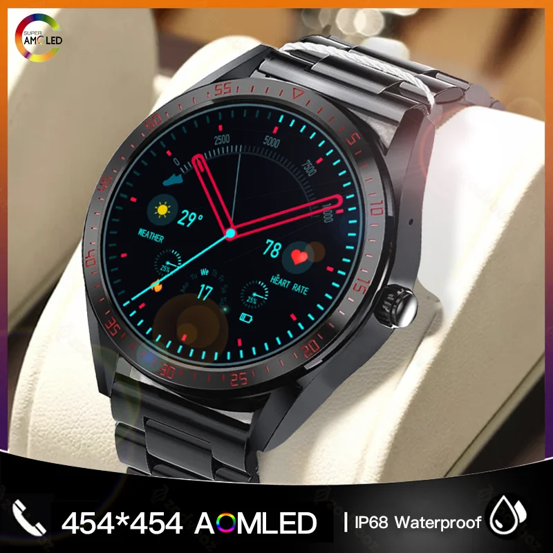 

2022 New 454*454 AMOLED Screen Smart Watches Men Dial Call Music Watch Weather Forecast Waterproof Smartwatch For Huawei Xiaomi