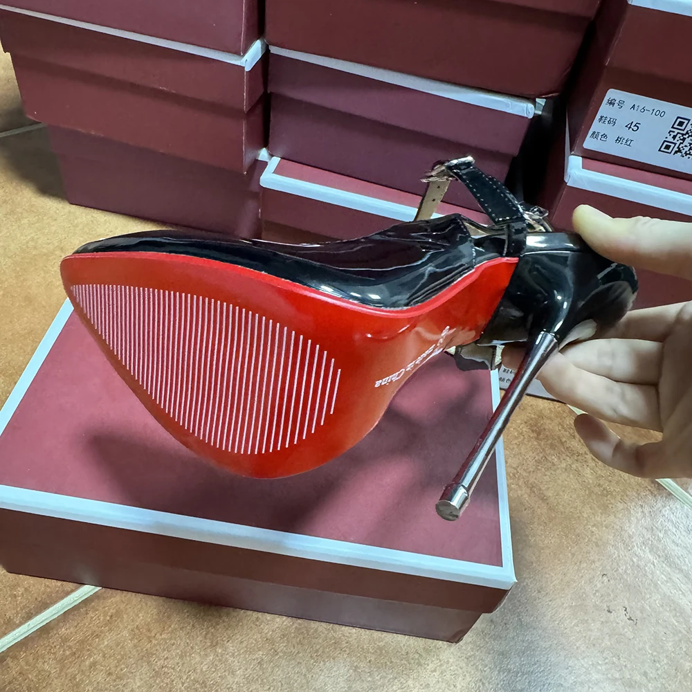 Сексуальные женские однотонные черные туфли-лодочки на высоком каблуке 16 см