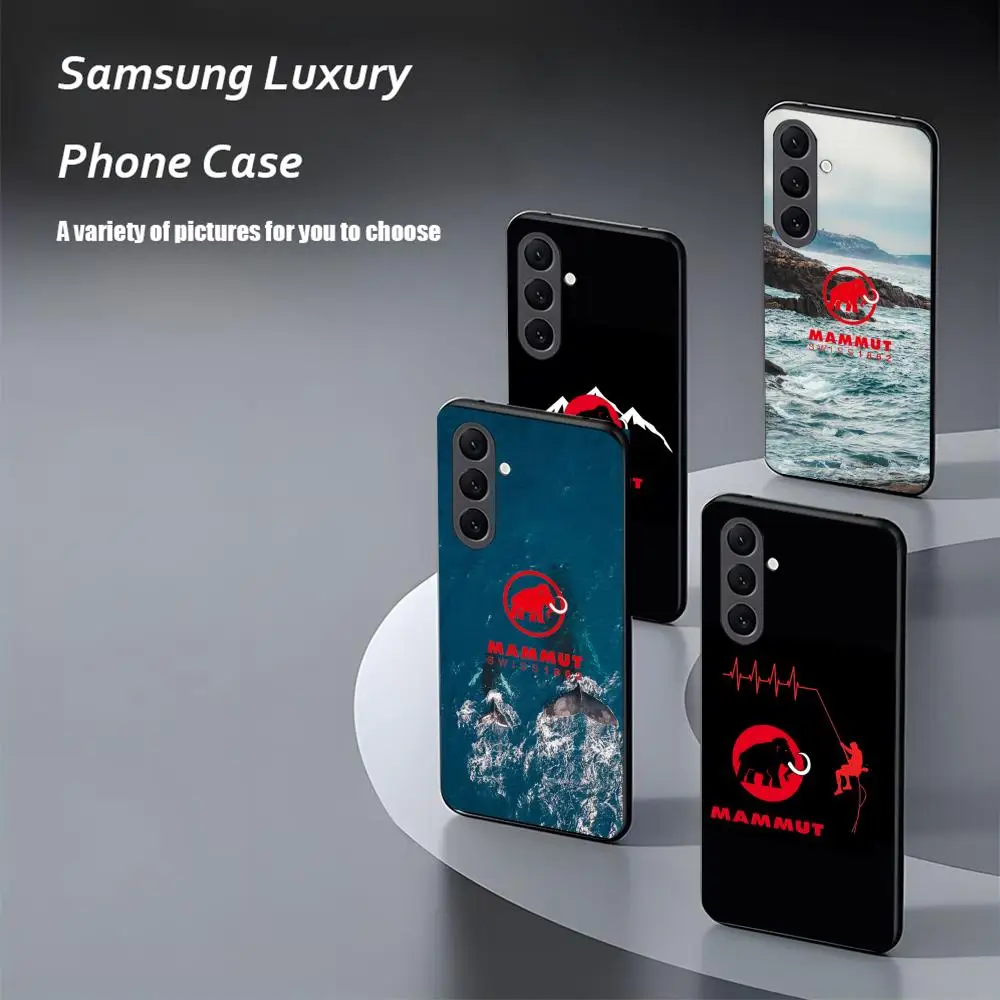 Модный чехол для телефона M-Mam-moth LOOG Samsung Galaxy S25 S24 S23 S22 S21 S20 Plus Ultra Note20 мягкий черный