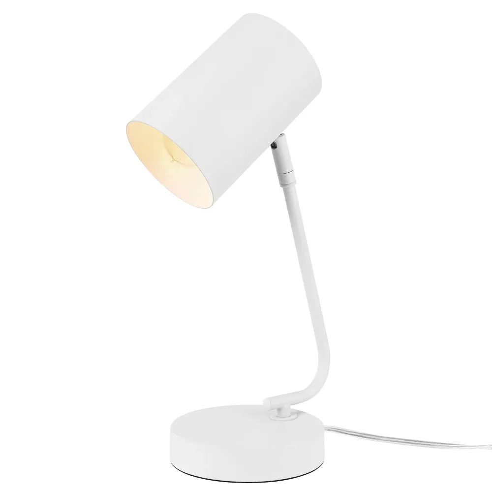 

Modern Matte White Swing Arm Desk Lamp with Lampshade Reading Light Can Be Activated By Rotating Touch