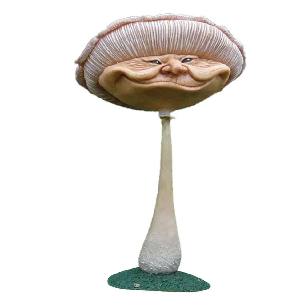 Human Face Mushroom Statue Resin Miniature Garden Sculpture Fairy Yard Lawn Decoration Halloween Decor Accessories