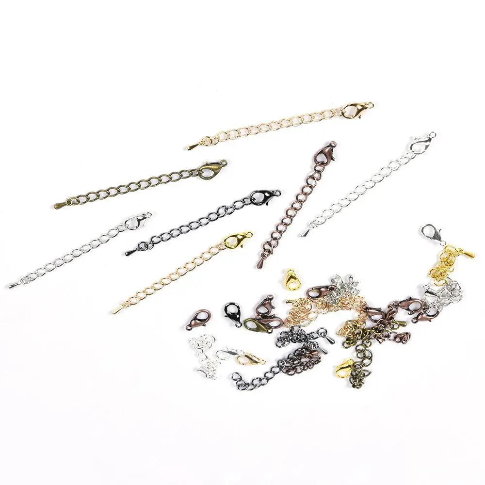 20pcs/lot 65-90mm Tone Extended Extension Tail Chain Lobster Clasps Connector for DIY Jewelry Making Findings Bracelet Necklace