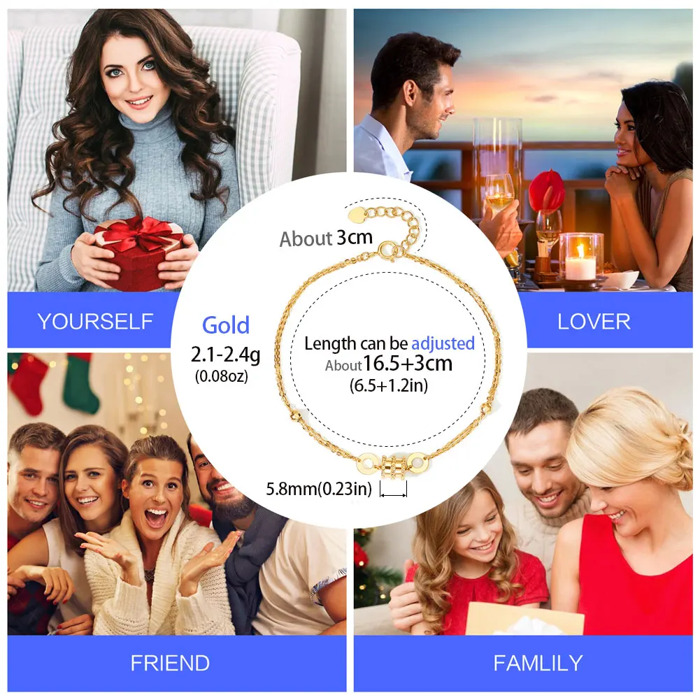 Женский однотонный браслет из 18-каратного золота тонкая Регулируемая цепочка на