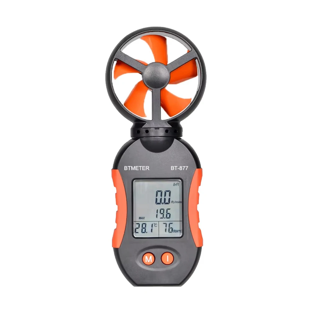Анемометр BTMETER с креплением на штатив, диапазон измерения скорости BT-877 0,3 ~ 30 м/с, инструменты для измерения расхода воздуха для водных видов спорта и парусного спорта