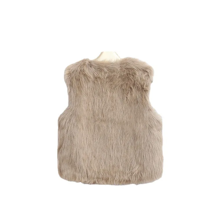 Women's Fur Vest Artificial Fur Imitation Fox Fur Imitation Fur Short Autumn and Winter Vest Coat Women Faux Fur Coat