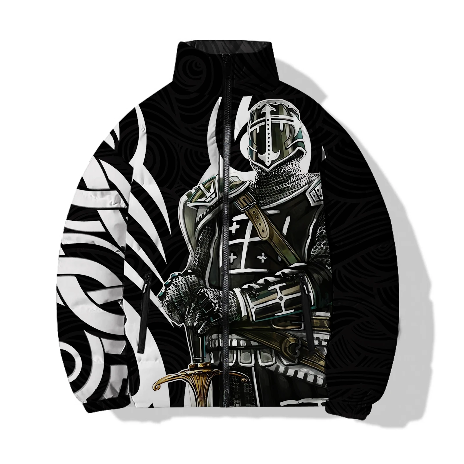 Мужская одежда в темном стиле парка со скульптурой 2024 зимняя мужская с розами