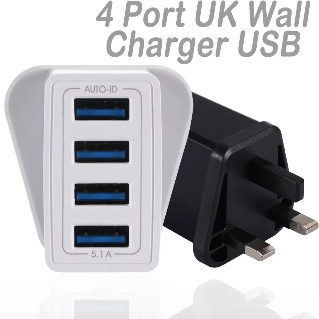 

4 Port Charger 5.1A UK Wall Chargers USB Adapter Fast Charging Station Power Charge For Iphone For huawei 7
