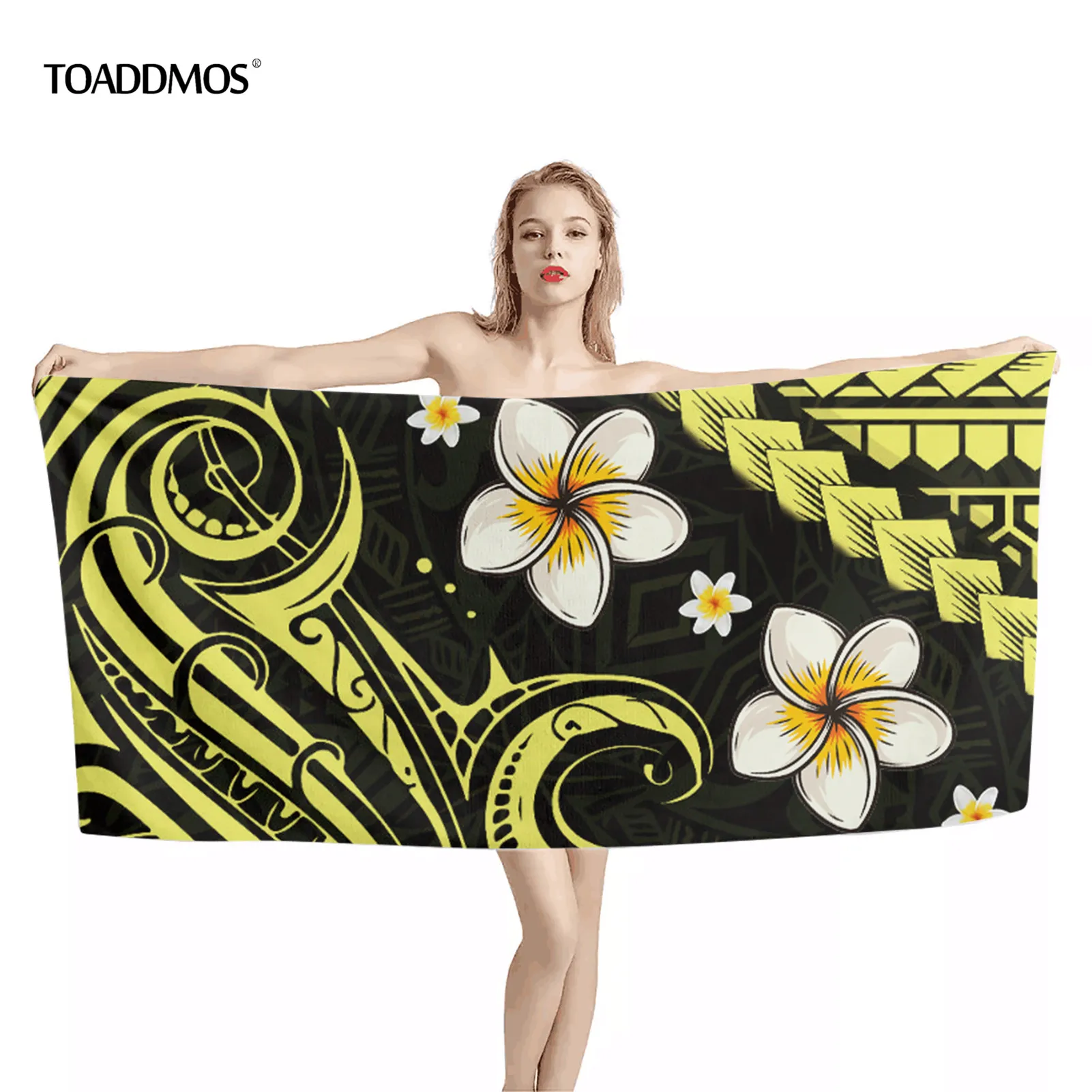 

TOADDMOS Color Plumeria Polynesian Design Soft Bath Towels for Kids Adults Beach Towel Summer Swimming Absorbent Cloth Facecloth