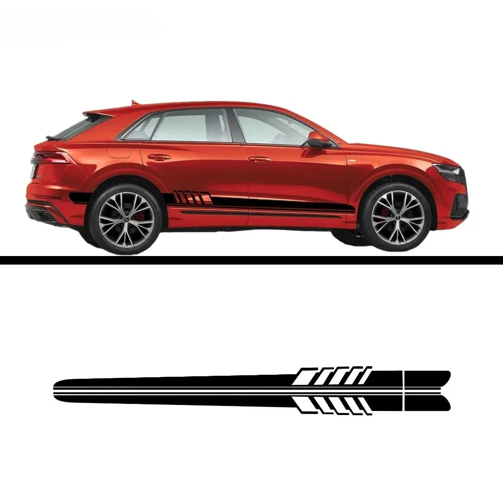 Фото Боковые наклейки на автомобиль, гоночные полосы для Audi Ford BMW Toyota Honda Mercedes Benz, авто виниловая пленка, аксессуары для кузова, дверей, наклейки №2