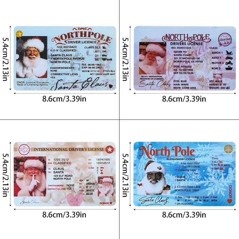 10 шт. открытка с полетом Санта-Клауса водительская лицензия на в канун Рождества