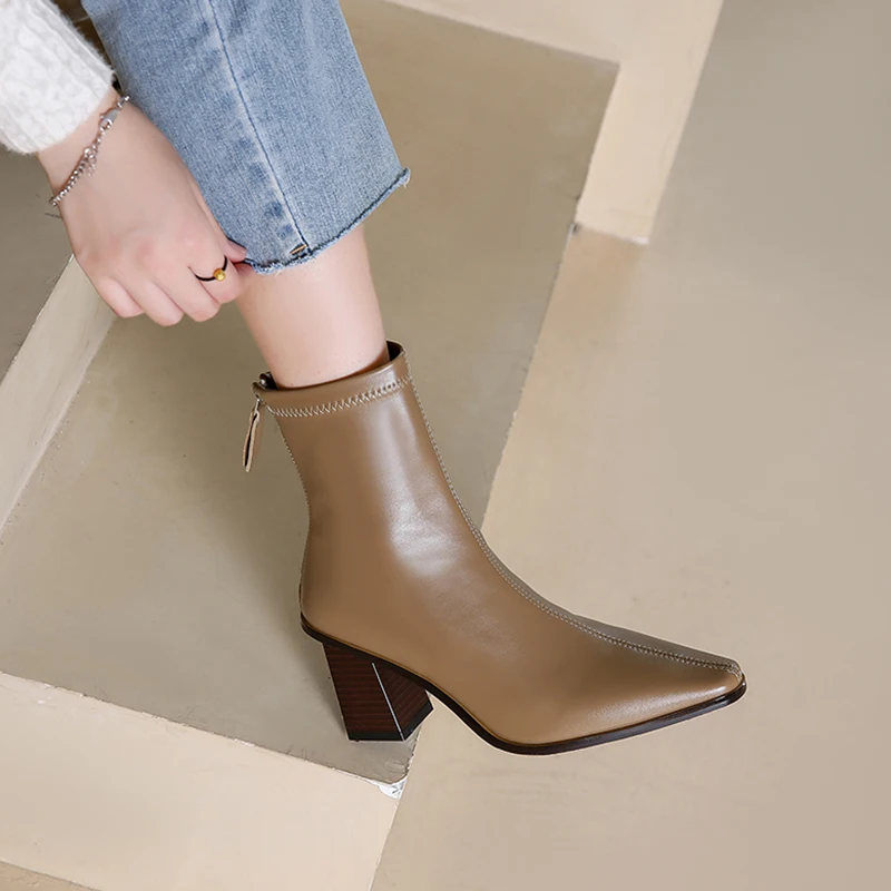 

Женские ботинки на резиновой подошве, дизайнерские ботинки с круглым носком, до середины икры, обувь для осени и зимы, 2022