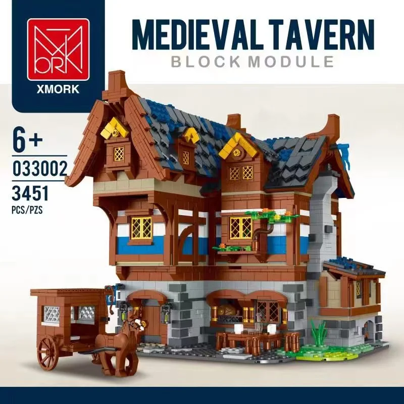 

MOC Creative Castle Building MEDIEVAL TAVERN INN MOC City Town Street House Bar Retro Scene Building Blocks Children's Toys