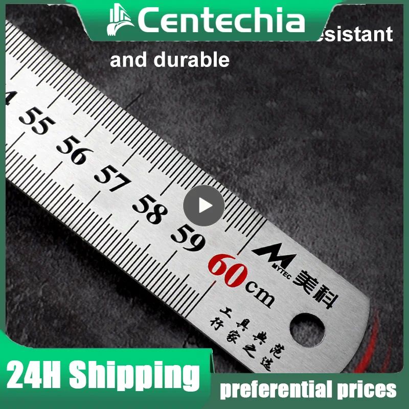 

15cm/20cm/30cm/50cm Double Side Stainless Steel Straight Ruler Centimeter Inches Scale Ruler Metric Rule Measuring Tools 500mm