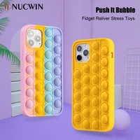 funny relive stress case for iphone 13 12 11 pro max se 2020 x xr xs 6 6s 7 8 plus push bubble fidget toys soft shockproof cover
