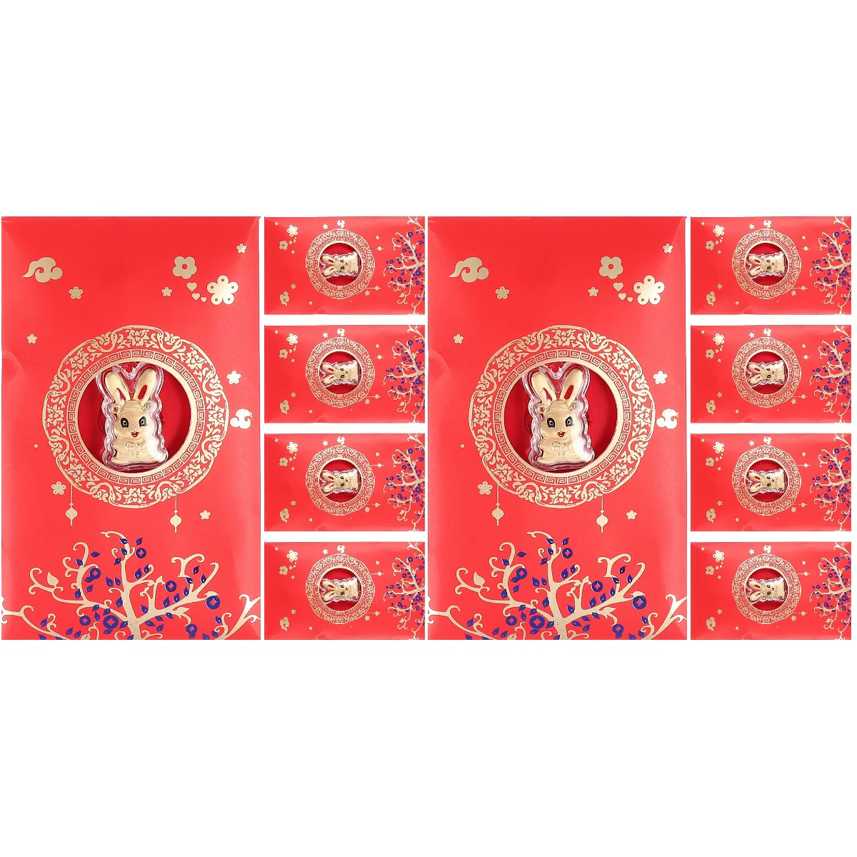 

10 красных конвертов, красные пакеты, китайский новогодний кролик, Подвесные карманы