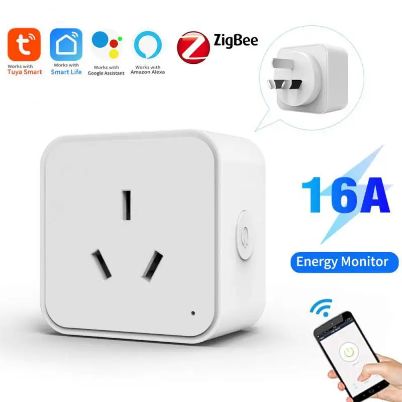 Умная розетка Tuya Zigbee Беспроводная с Wi-Fi монитором питания AU 16A работает Alexa Echo Google