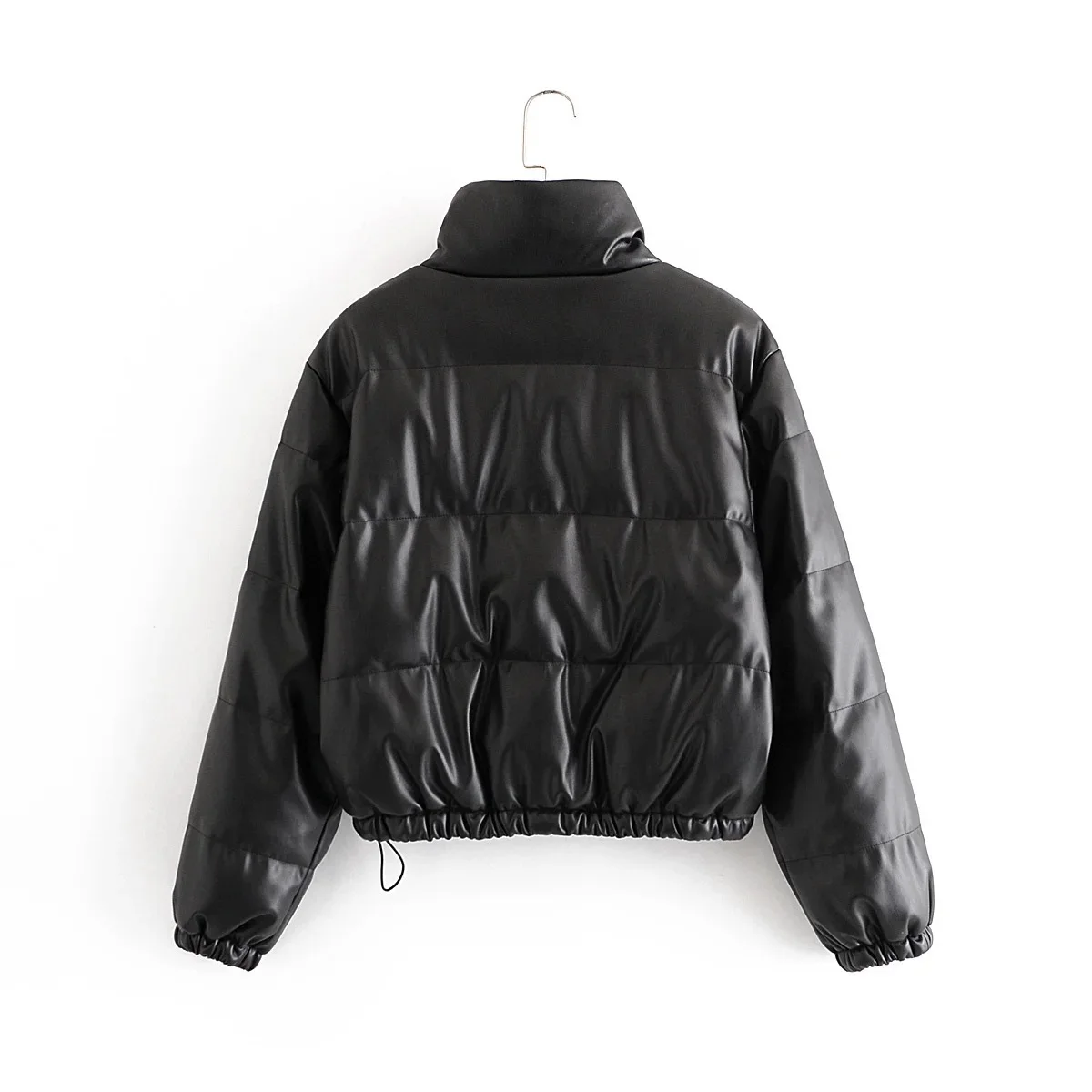 Winter Parkas Women Jacket Coat European Fashion Retro PU Leather Parkas Jacket Thick Warm Stand Collar Zipper Casaco Feminino