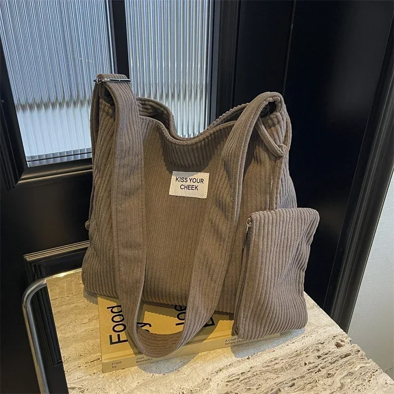 Вельветовая однотонная большая сумка большой емкости 2024 хит продаж модная