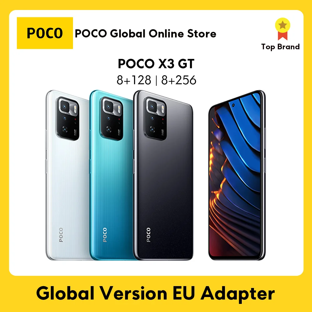 Смартфон POCO X3 GT телефон 8 Гб 128 ГБ/256 ГБ NFC MTK 1100 67 Вт 6 дюйма 120 Гц 5000 мАч тройная