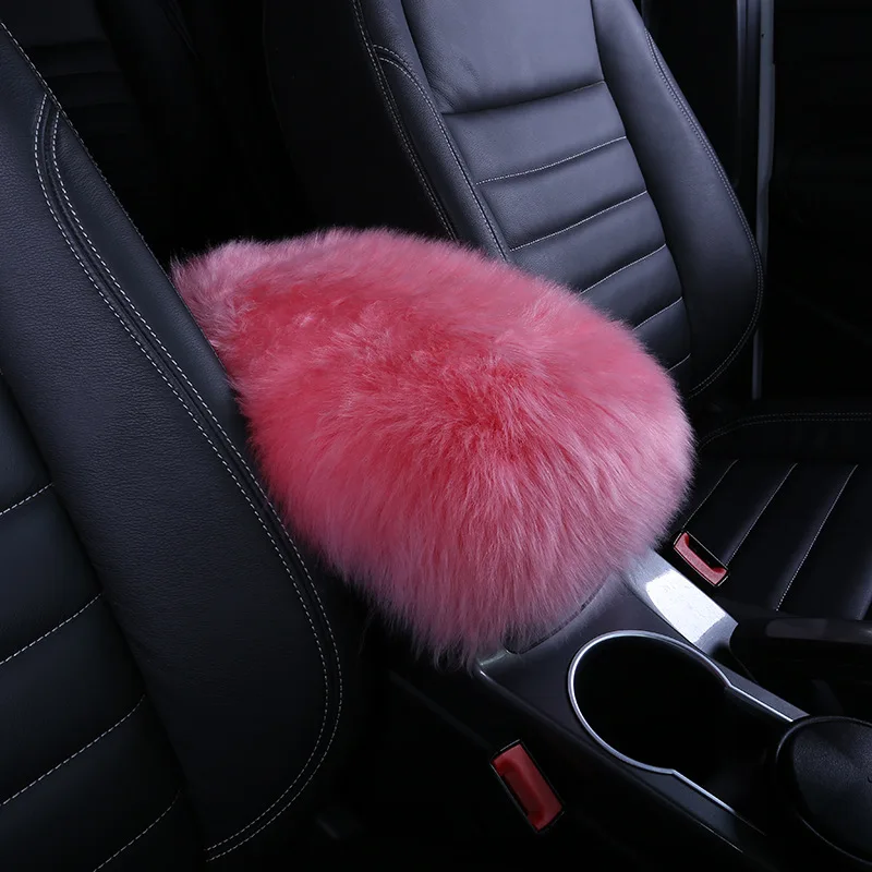 

Universal Real Fur Plush Sheepskin Center Console Cover Furry Warm Fluffy Wool Auto Fuzzy Armrest Seat Box Pad for Women Girl
