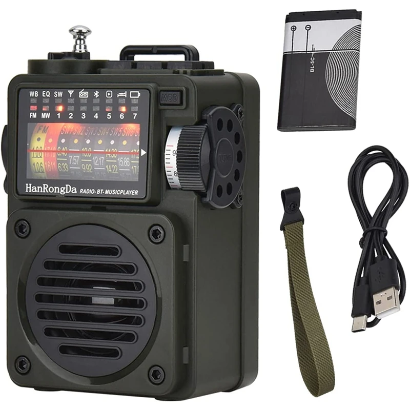 

Radio Player HRD-700,FM/AM/SW/WB Full Band Broadcast Reception, Airband Radio Support Bluetooth, TF Card Playback