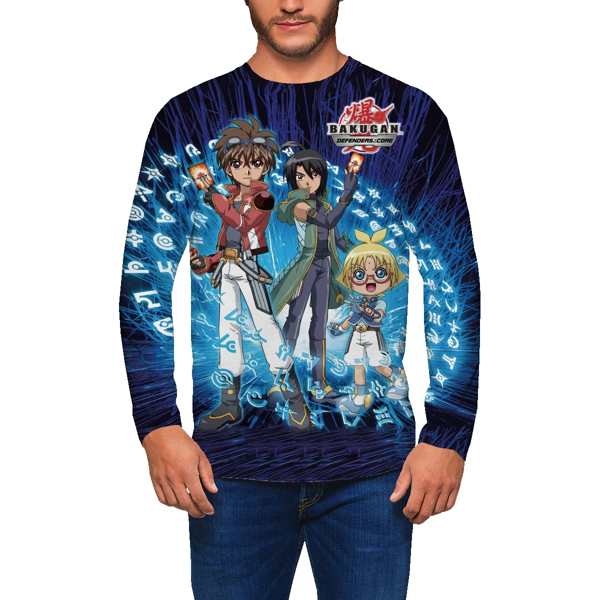 Свитер Bakugan с круглым вырезом и длинными рукавами, Мужская весенне-осенняя брендовая свободная футболка в стиле ins для студентов, Повседневн... (art.: 3920bfcaf1f8c) - 3920bfcaf1f8c