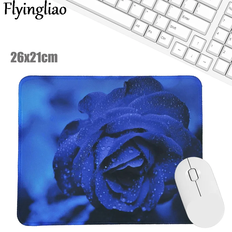 

Blue Flowers Rose Creative Office Keyboard Pad Kawaii Laptop Mouse Mat Anti Slip Desk Mats Custom Desk Pad Mouse Pad Wrist