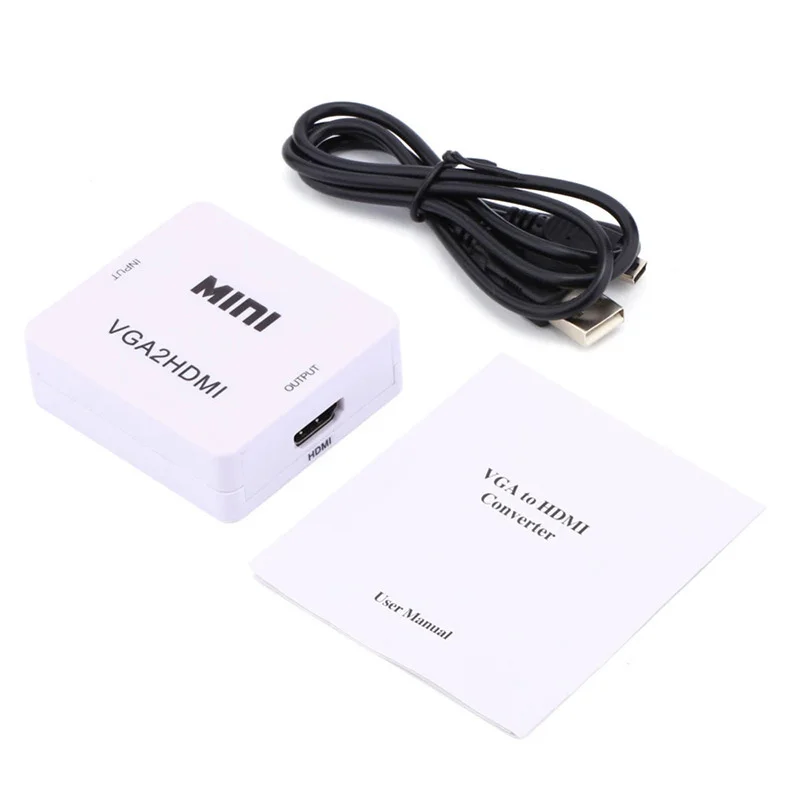

25Pcs 1080P MINI VGA To HDMI-compatible Converter With Audio VGA2HDMI-compatible Video Adapter For PC For HDTV Projector