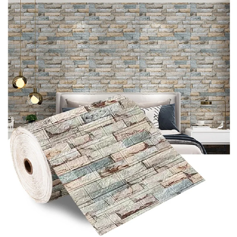 

3D Faux Brick Wall Stickers DIY Decorative Self-Adhesive Waterproof Wallpaper Children Room Bedroom Kitchen Home Decoration