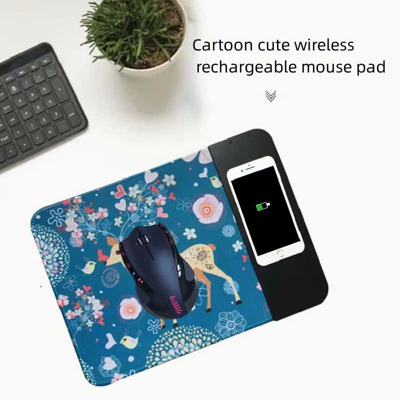 

2023 New Type Mouse pad charger Cute cartoon personality wireless mouse pad 10W fast charging makes work more interesting