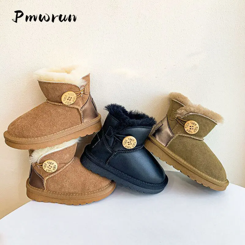Kid Winter Warm Plush Padded Thickened Snow Boots Children Outdoor Flat Soft Climb Run Shoes Student Unisex Waterproof Shoes New