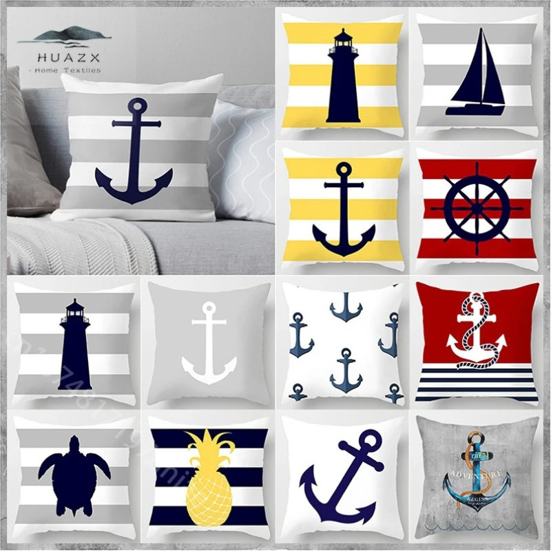 

Ocean Sailor Print Pillow Case Home Office Decoration Bedroom Living Room Sofa Throw Cushion Cover Car Eco-Friendly Pillowcase