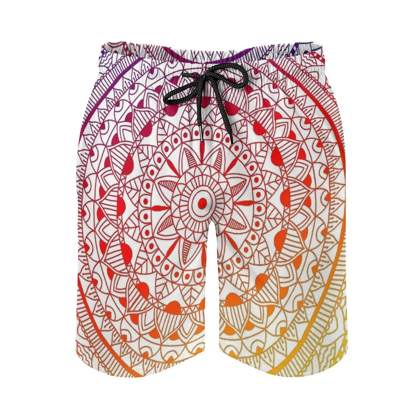 

Mandala Men's Sports Short Beach Shorts Surfing Swimming Boxer Trunks Bathing Green Tribal Watercolor Paisley Floral Flower