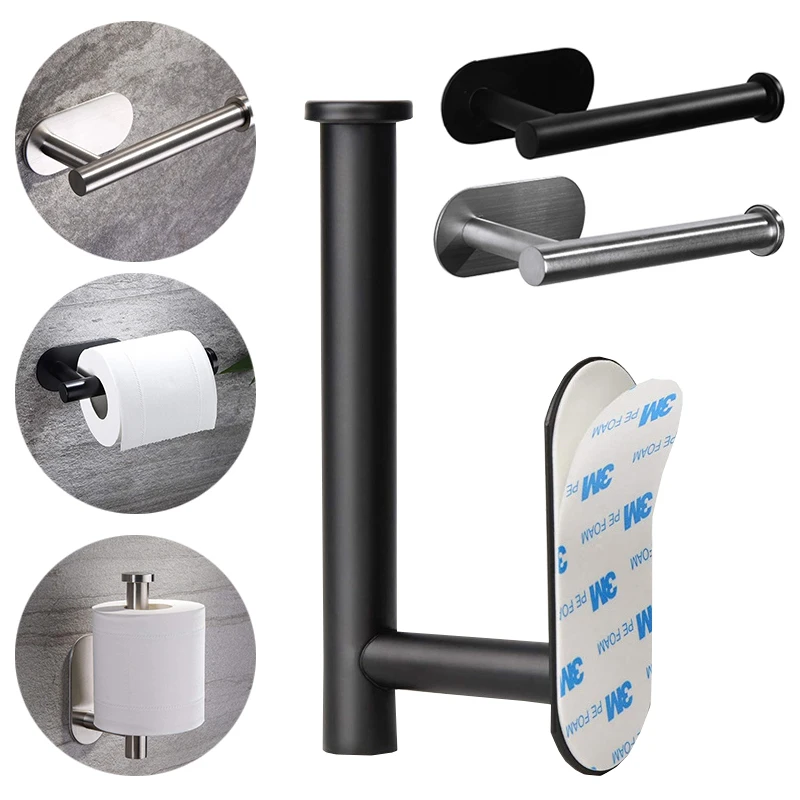 

Household Toilet Roll Holder Self Adhesive Toilet Paper Holder For Bathroom Stick On Wall Stainless Steel Toilet Paper Racks