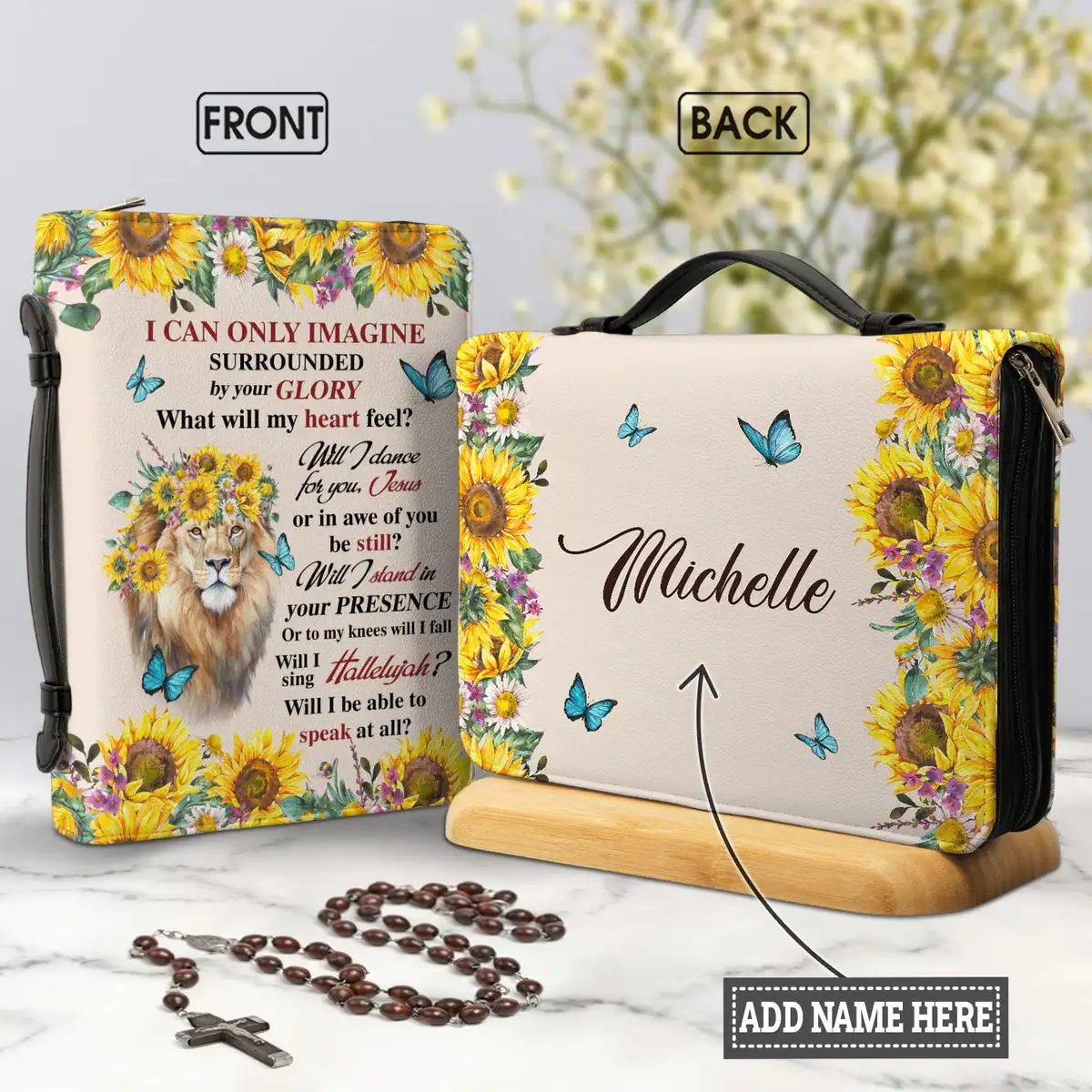 

I Can Only Imagine Knights Templar Print Leather Bible Cover Case for Women Practical Zipper Handle Handbags Study Book Boxes