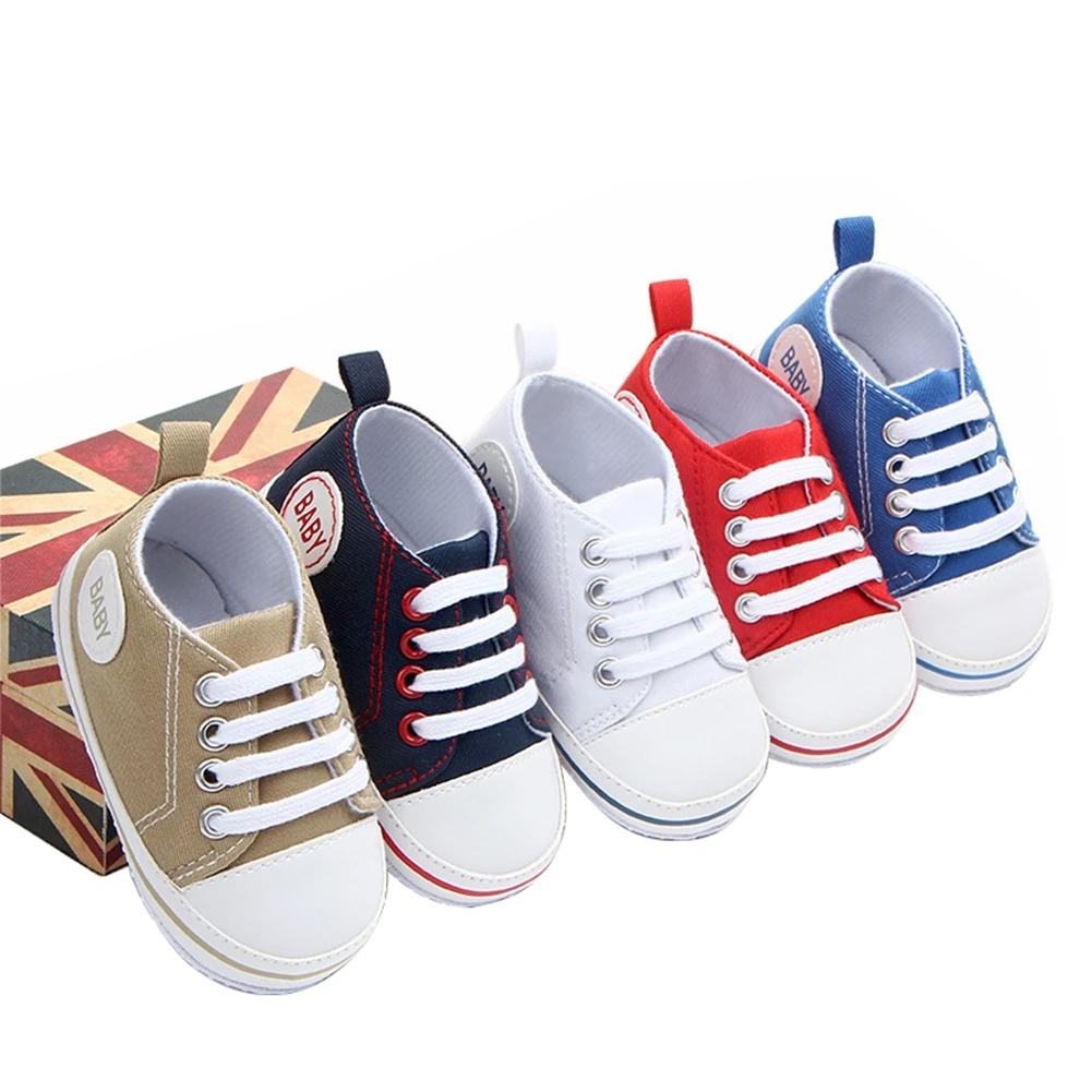 

Baby Girl Boy Shoes Newborn High-Top Ankle Canvas Sneaker Infant Toddler Babies Soft First Walker Crib Shoes Flat