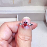 cute silver garnet ring for young girl 4mm6mm 0 4ct vvs grade natural garnet silver ring solid 925 silver garnet jewelry