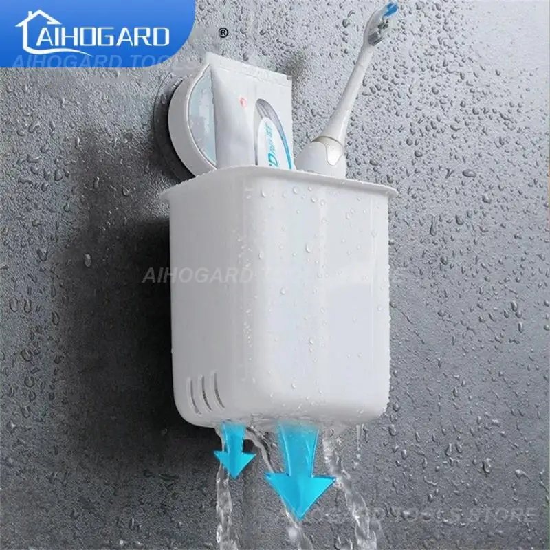

Vacuum-adsorbed Toothbrush Holder Portable Wall Mounted Multipurpose Wash Supplies Holder Strong Load-bearing Bathroom Container