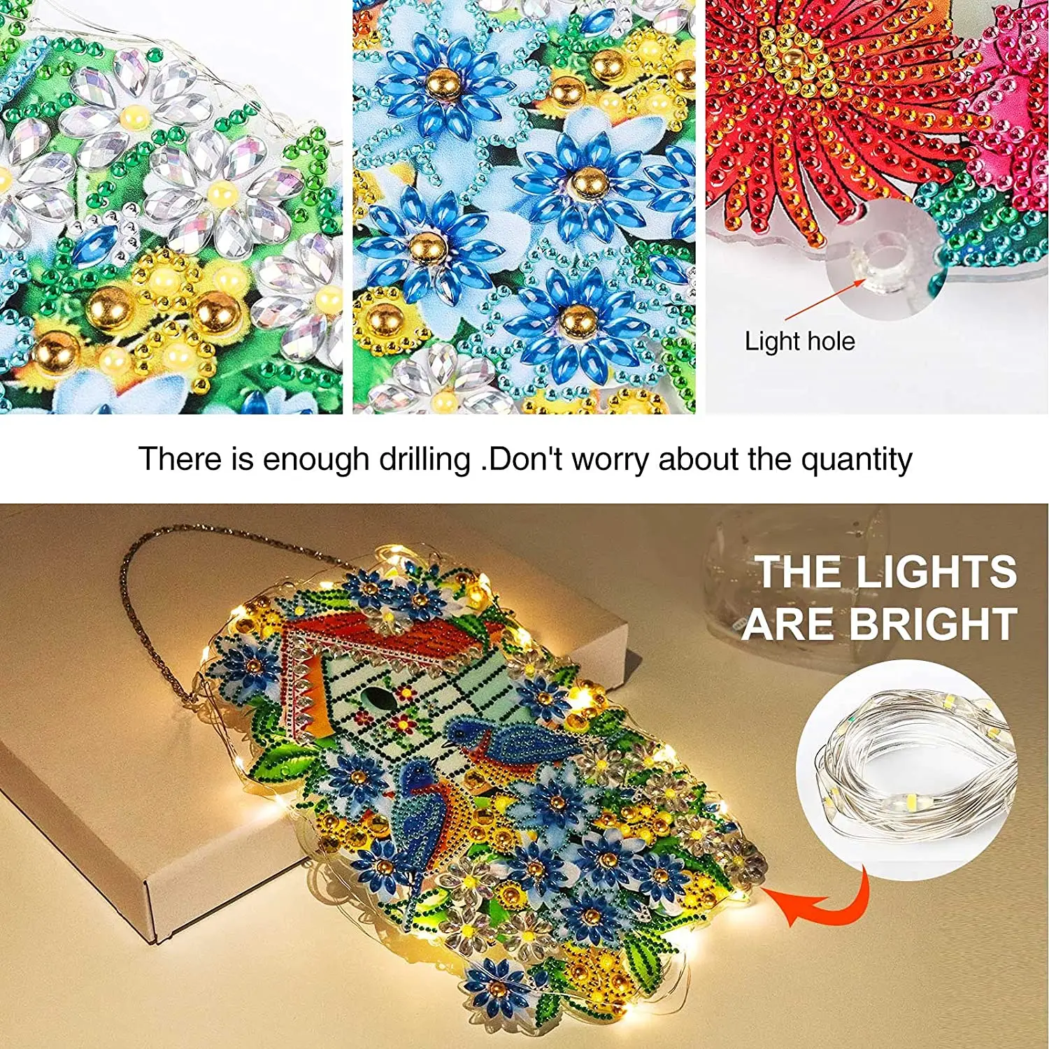 Алмазная картина сделай сам Пасхальный кролик домик-фонарь гирлянда мозаика