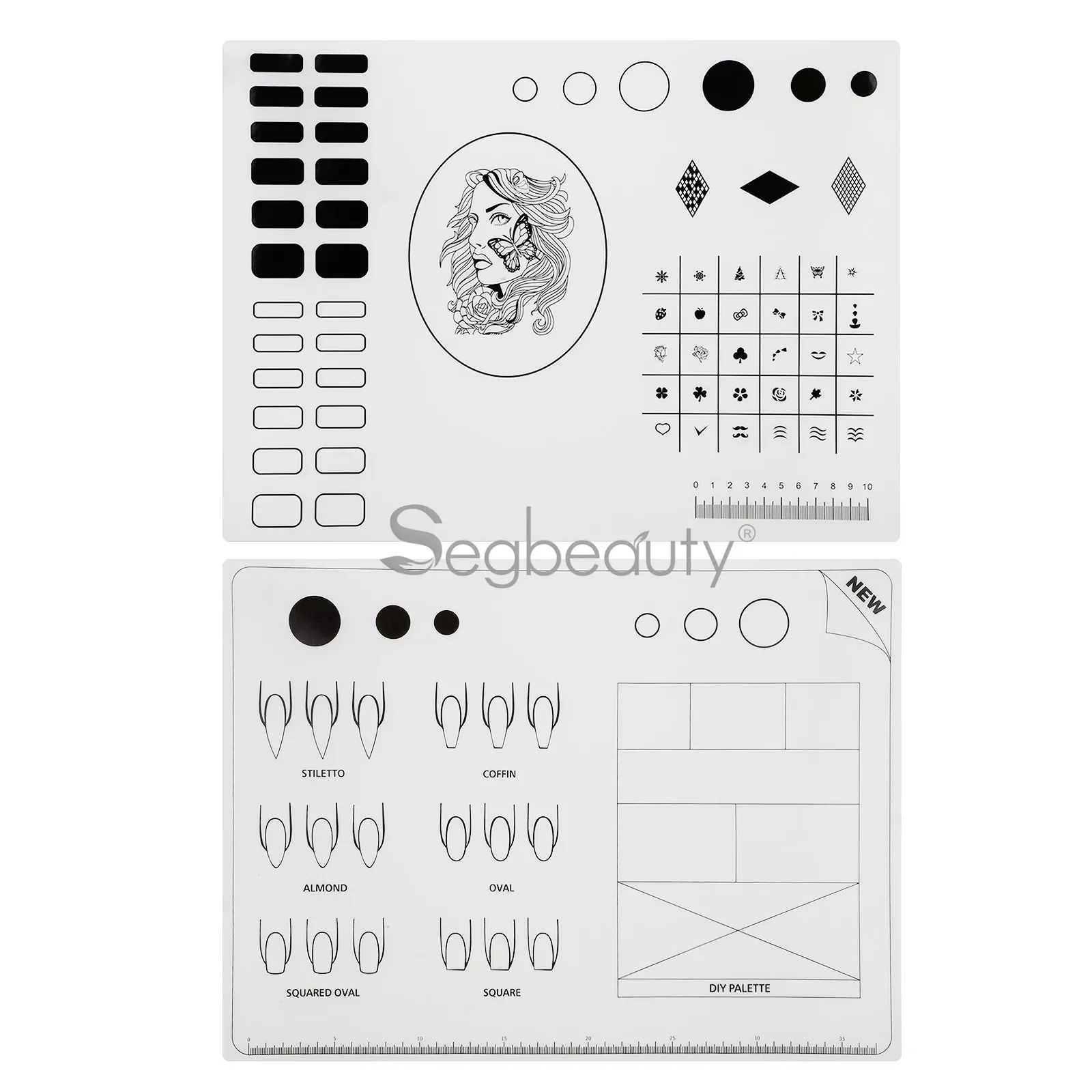 

NEW2023 2pcs Silicone Stamping Pad Nail Practice Tool Portable Template Mat Foldable Nail Art Pad Manicure Stencil